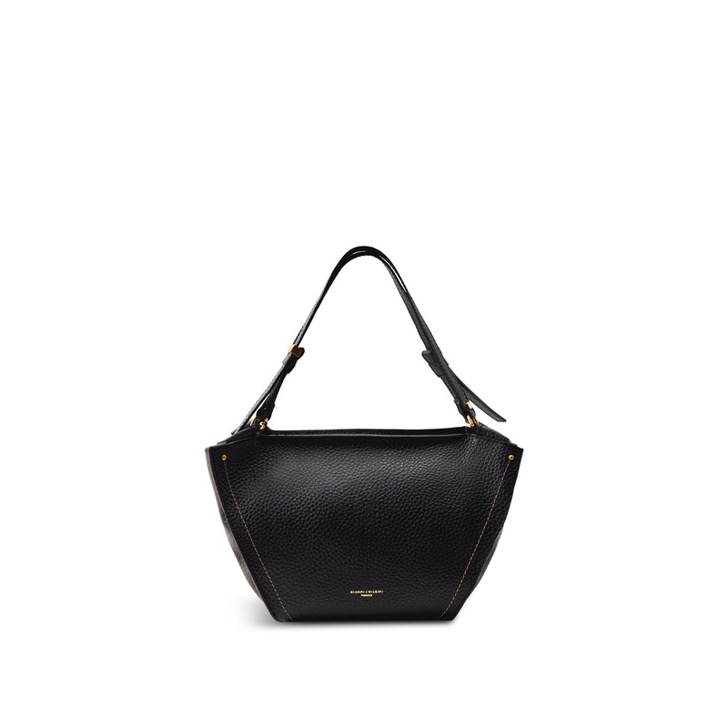 Bloom Structured Leather Tote Bag Black
