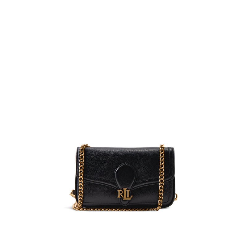 Bradley Large Leather Wallet On Chain Black