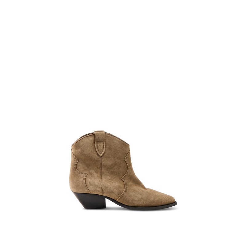 Dewina Suede Block Heel Boots Brown