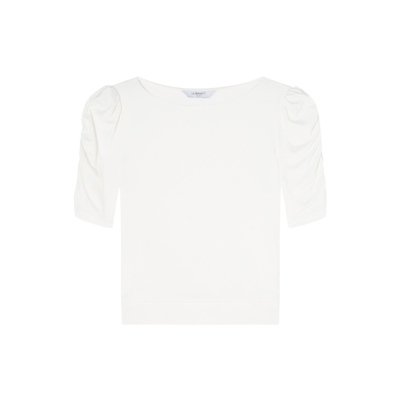 Diana Ecru Rouched 3/4 Sleeve Knit