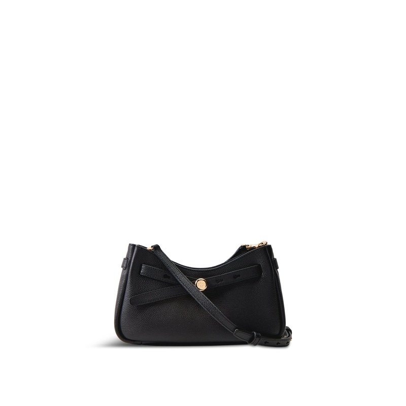 Romy Zip Top Leather Crossbody Black