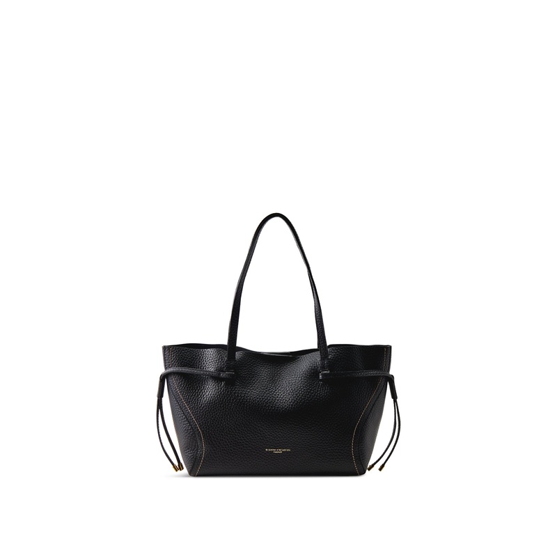 Violette Structured Leather Tote Bag Black