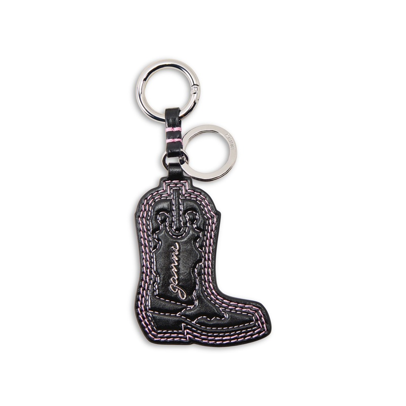 Western Boot Metal Keyring Pink
