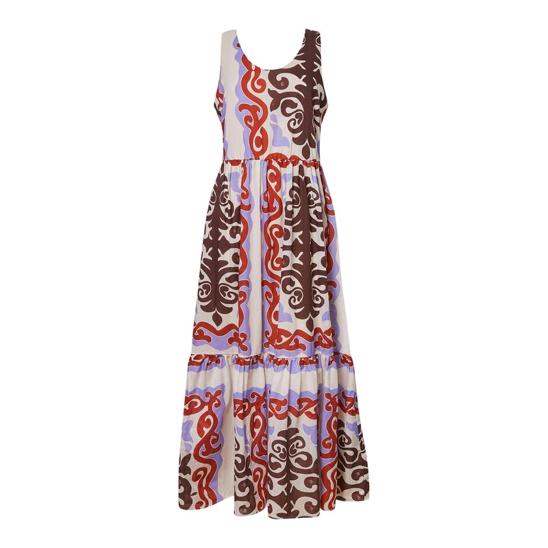 Wide Neckline Strappy Midi Dress