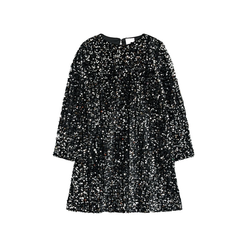 Girls Bella Sequin Dress Black