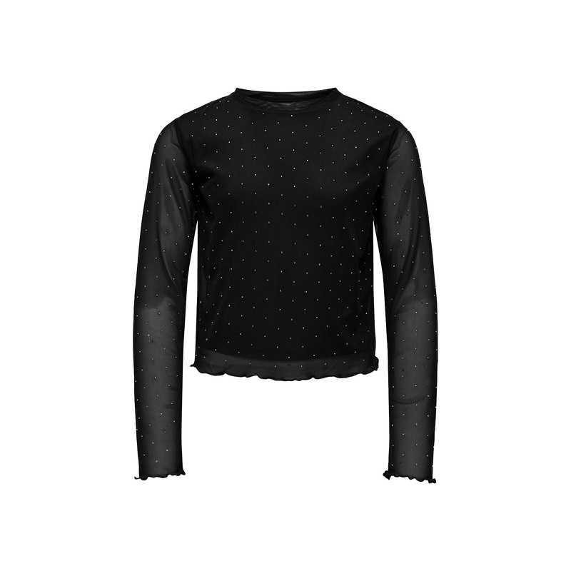 Girls Jada Rhinestone Mesh Top Black