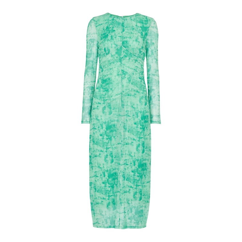 Brushwork Print Mesh Dress