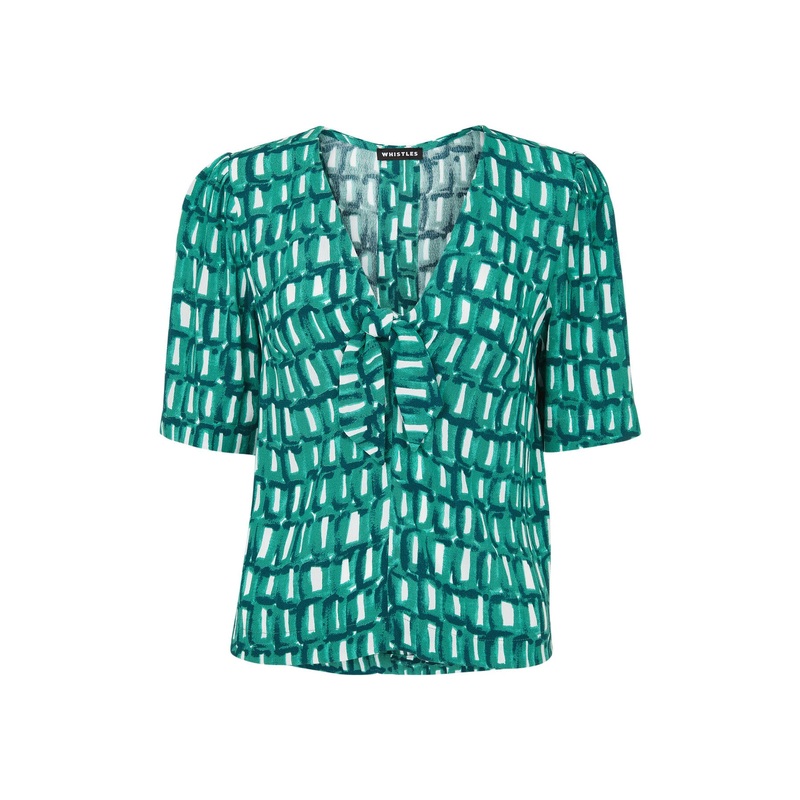 Linked Smudge Tie Front Top