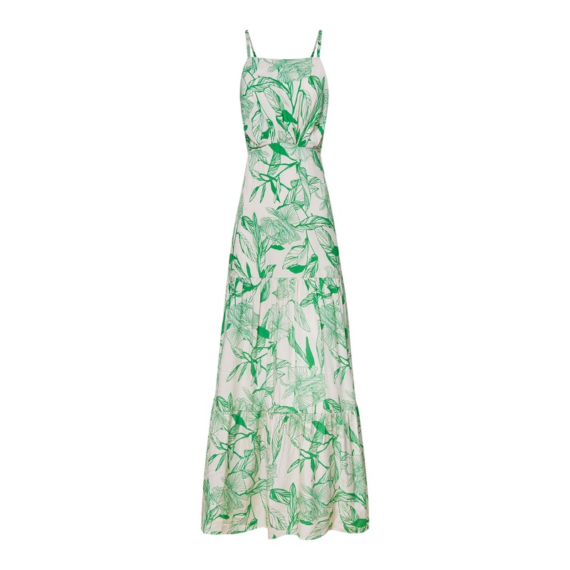 Open Back Print Tiered Midi Dress