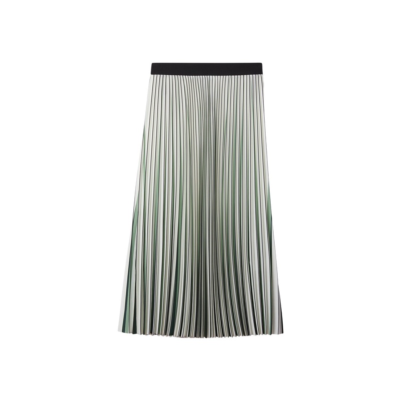 Saige Pleated Striped Midi Skirt