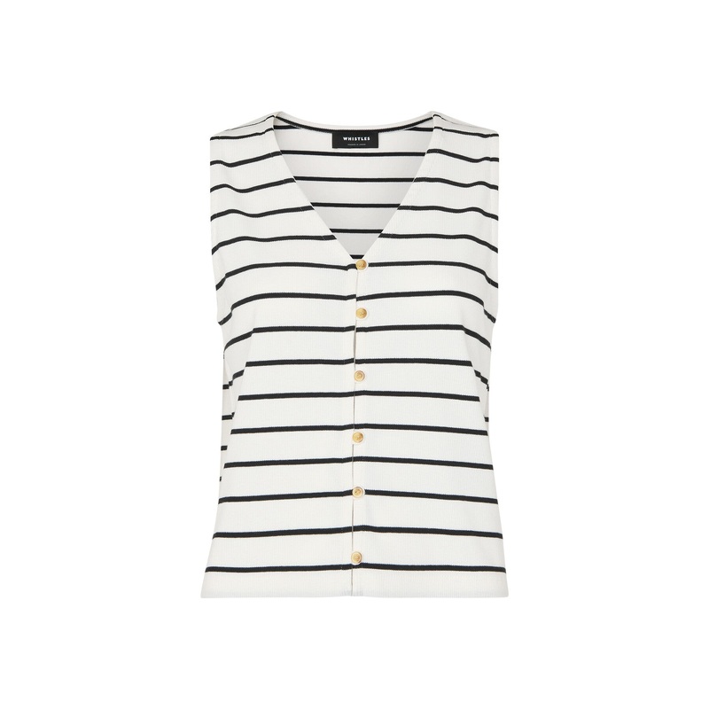 Stripe Button Front Tank