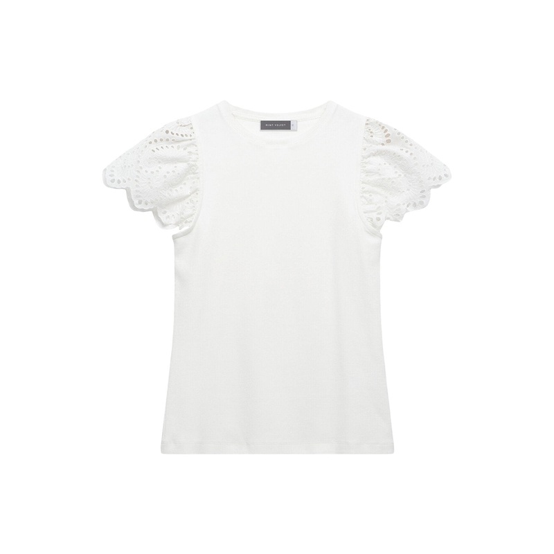 White Broderie Sleeve Top