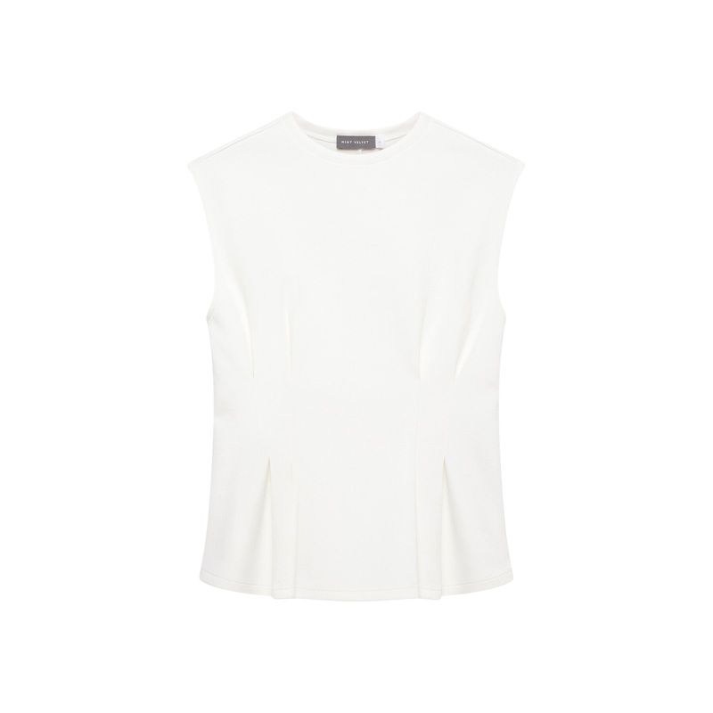 White Cotton Blend Seam T-Shirt