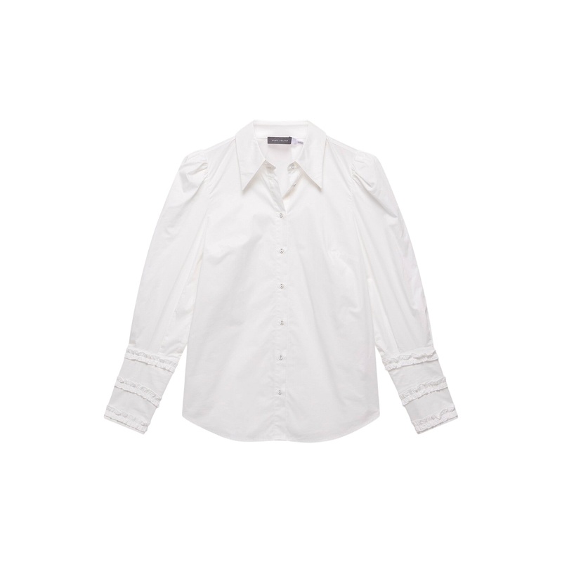 White Cotton Cuff Detail Shirt