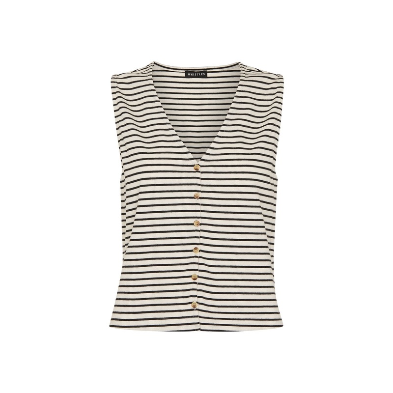 Button Up Stripe Rib Tank