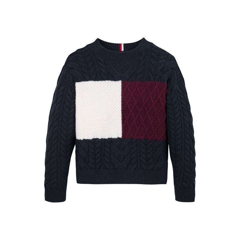 Colour-Blocked Cable Knit Jumper
