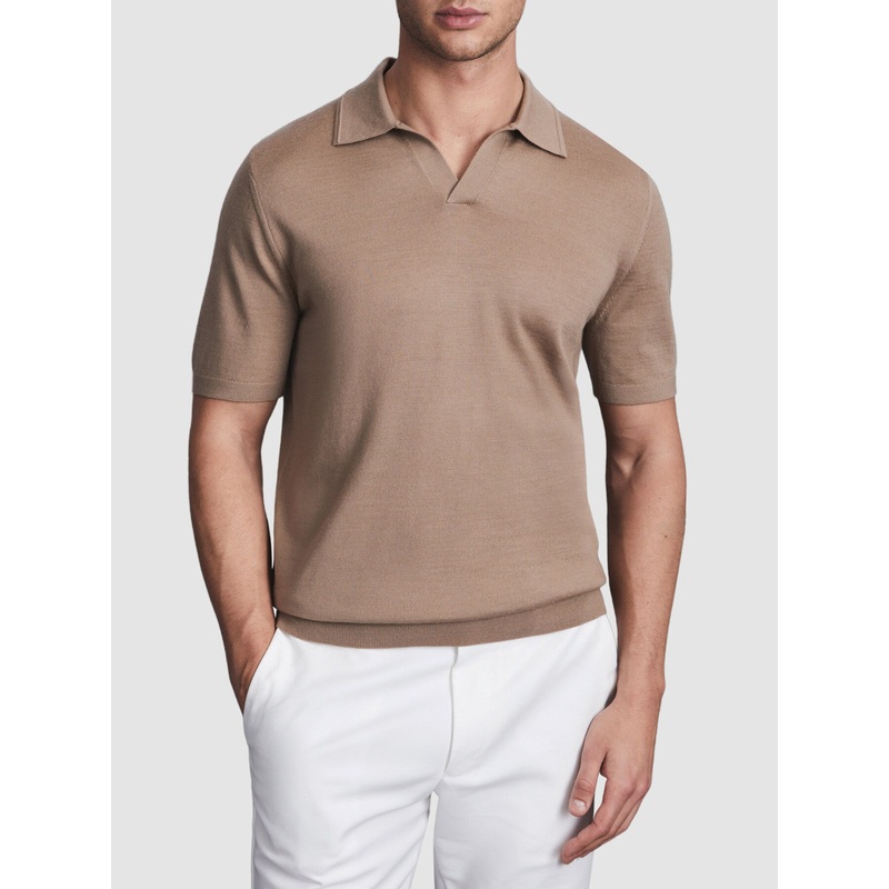 Duchie Merino Wool Open Collar Polo Shirt