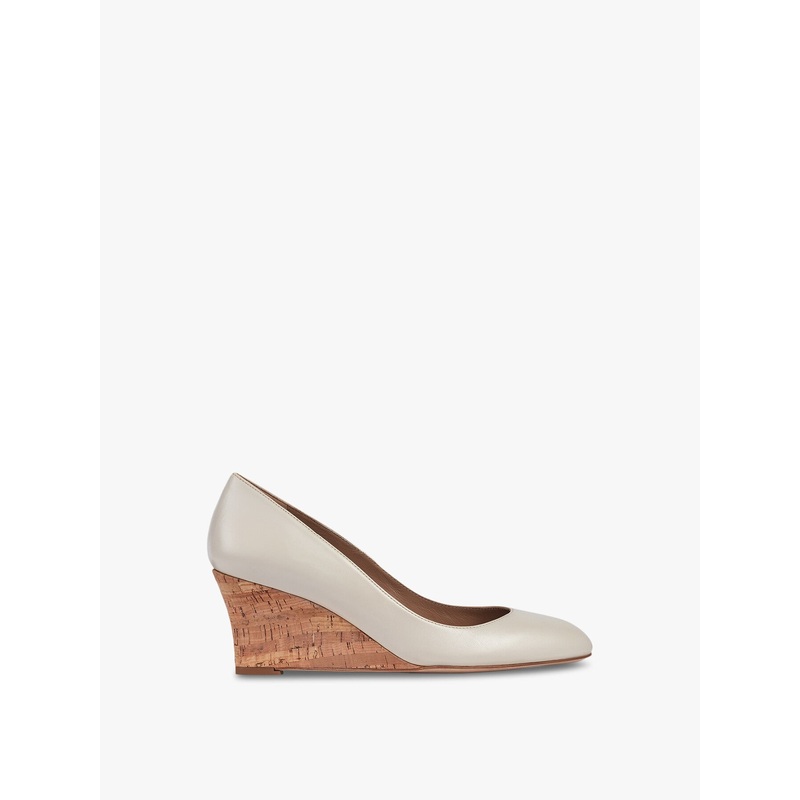 Eevi Ecru Leather Cork Wedges
