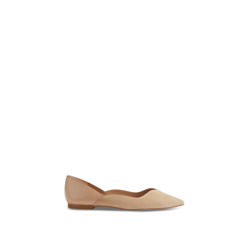 Iris Beige Suede And Leather Sweetheart Flats
