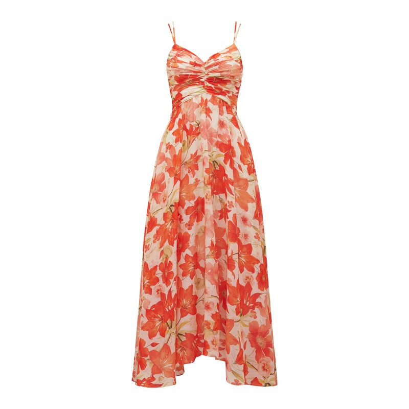 Jolie Strappy Ruched Bodice Maxi Dress