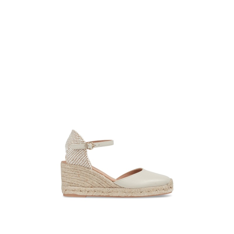 Marissa Cream Leather Ankle Strap Espadrilles