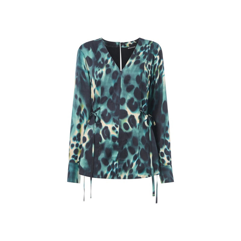 Misty Leopard V Neck Blouse