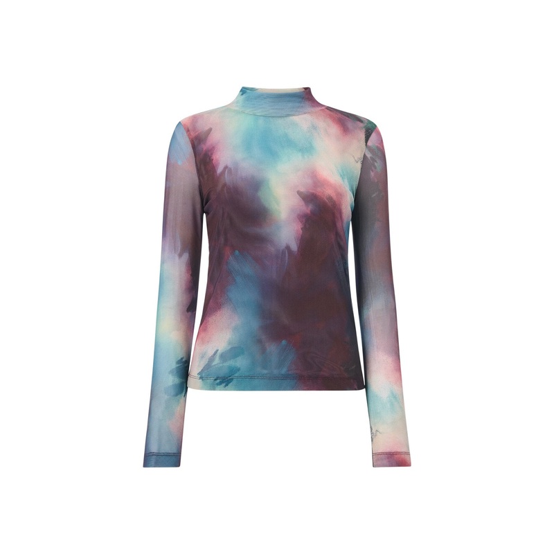 Oil Print Mesh Top
