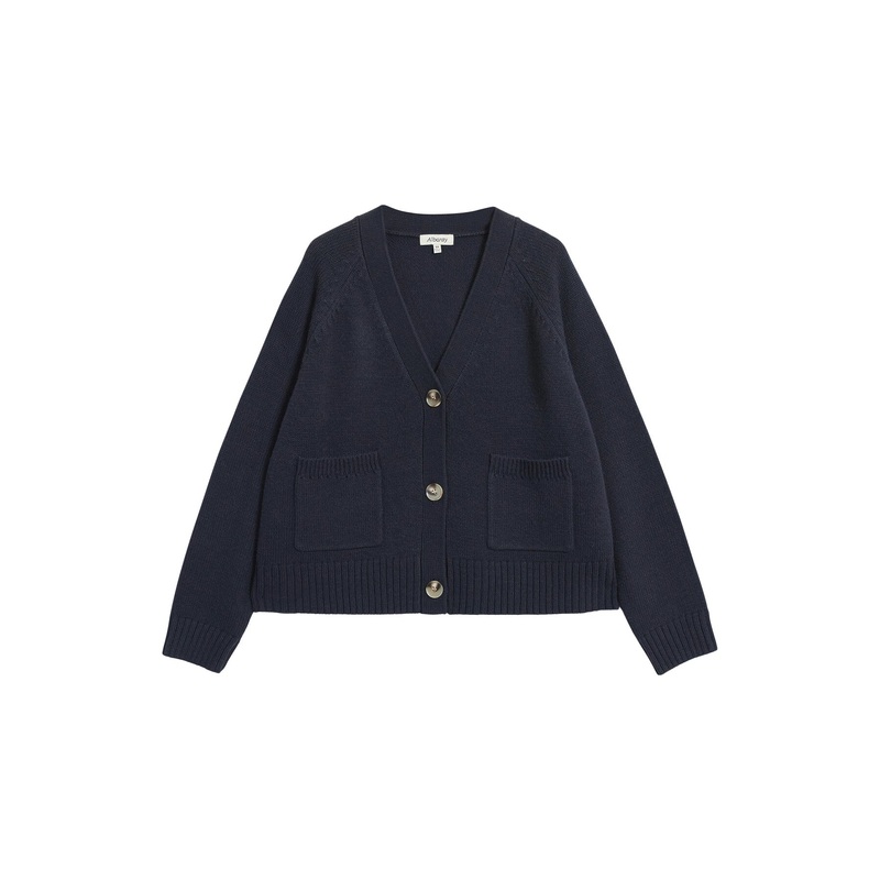 Relaxed V Neck Cardi Navy