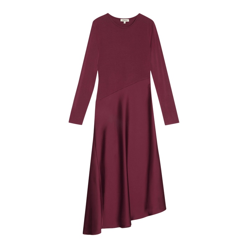 Satin & Jersey Asymmetric Dress