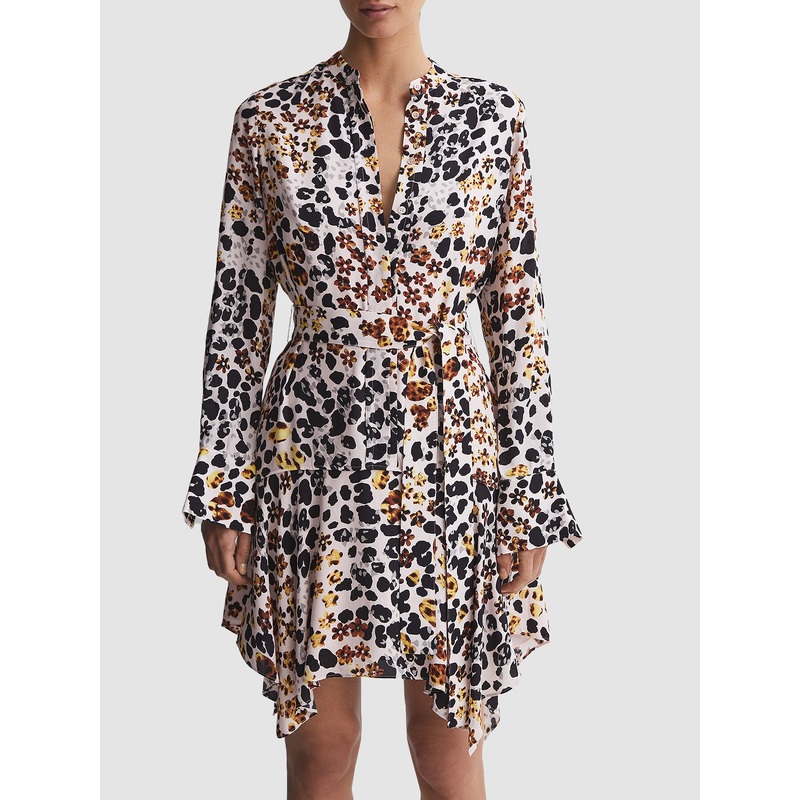 Sylvie Animal Print Asymmetric Belted Dress