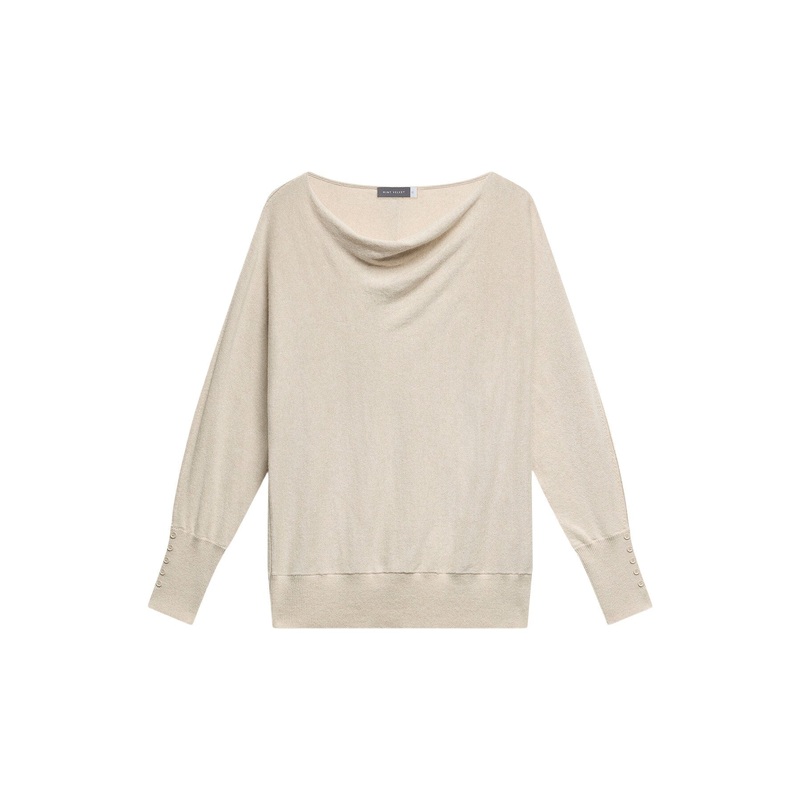 Cotton Blend Cowl Neck Jumper