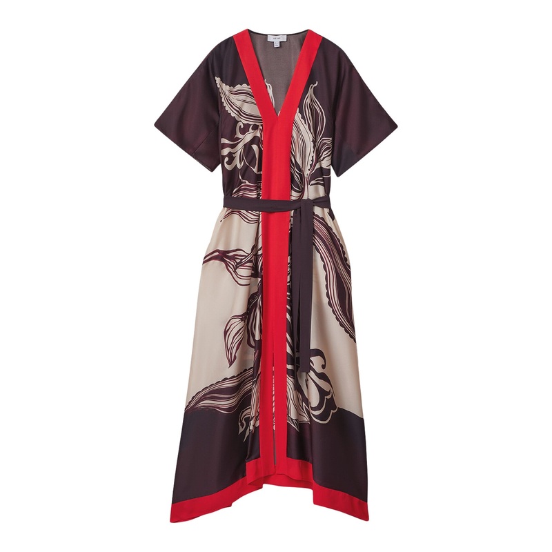 Hanna Printed Front Split Midi Dress