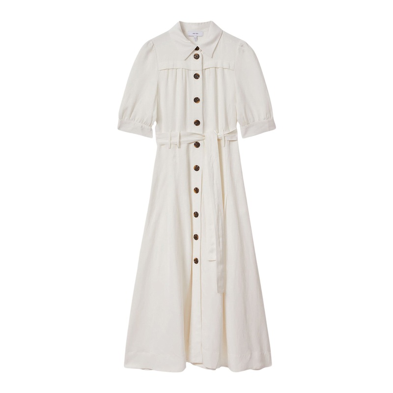 Malika Belted Cap Sleeve Midi Dress