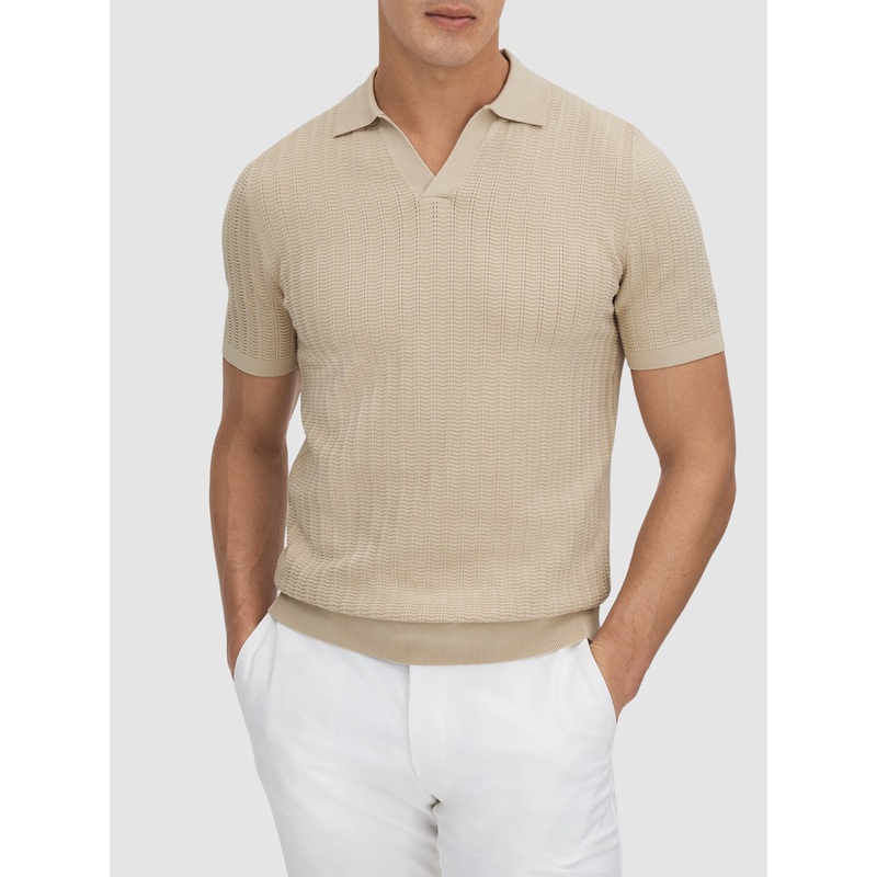 Mickey Textured Modal Blend Open Collar Shirt