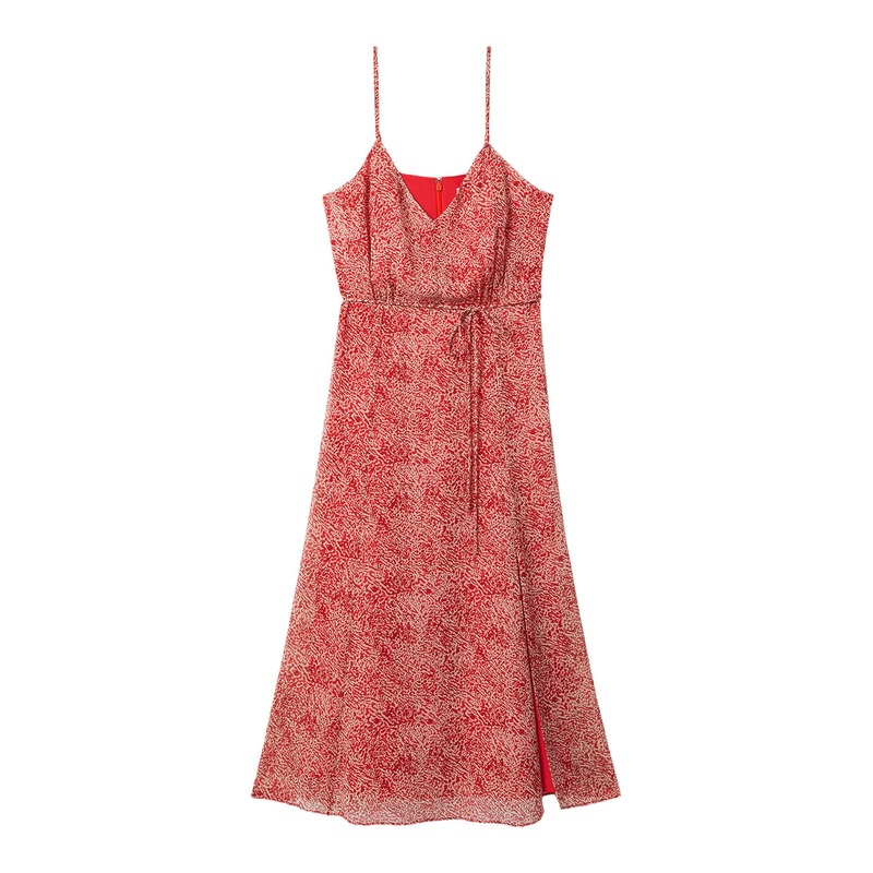 Olivia Printed Belted Midi Dress