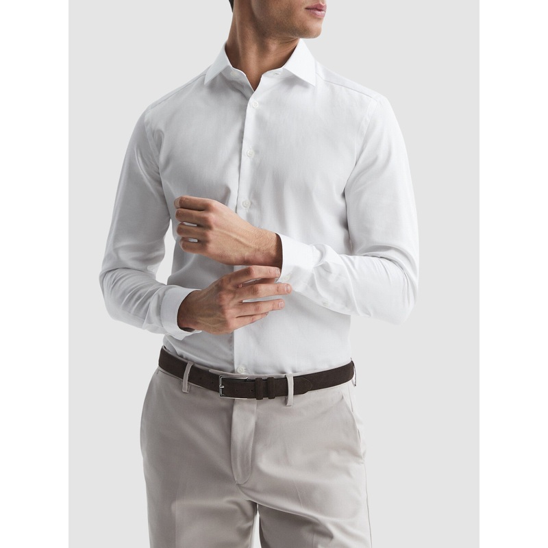WhiteRemote Cotton Satin Slim Fit Shirt