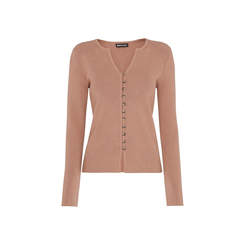 Ribbed Button Through Cardigan