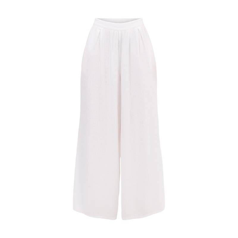 White Linen-blend Jerrow Wide Leg Trousers
