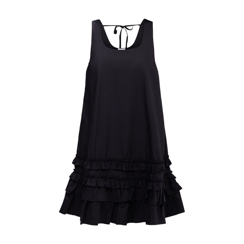 Cotton Poplin U-neck Mini Dress