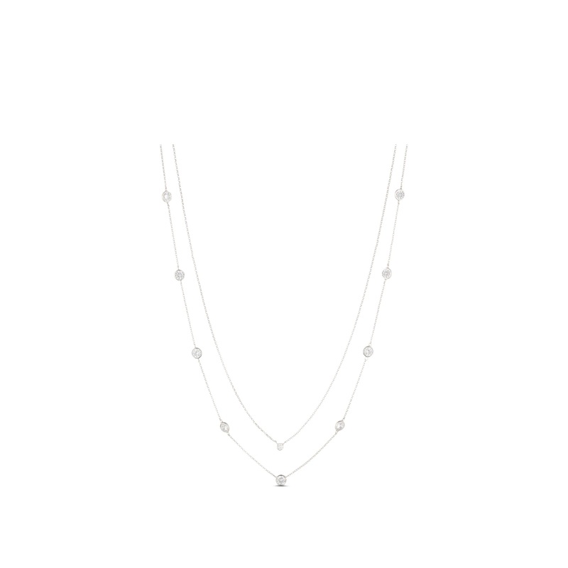 Nk 1618in Cz 2 Row Station-slvcry Necklace