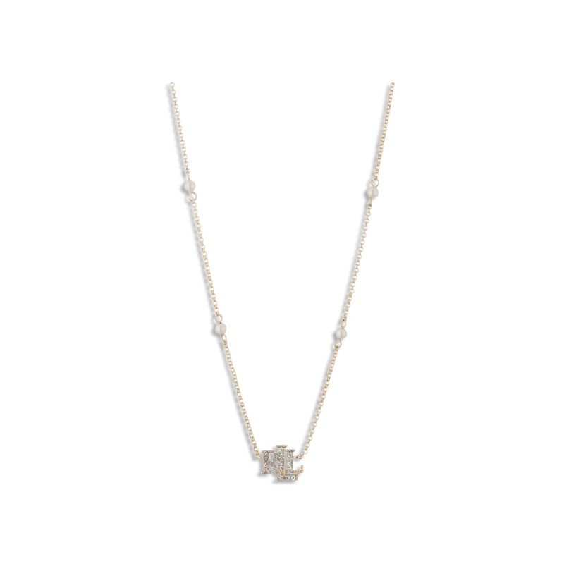 Nk 16in Logo Pearl Pendant-gldwhite Necklace