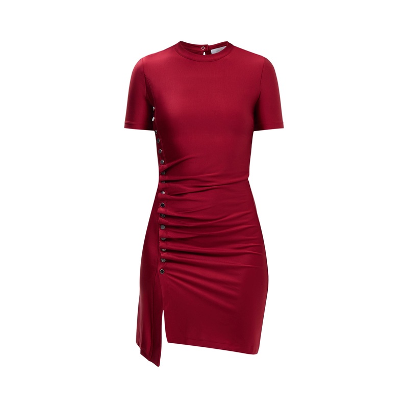 Robe Stretch Jersey Short Sleeve Mini With Button Detail