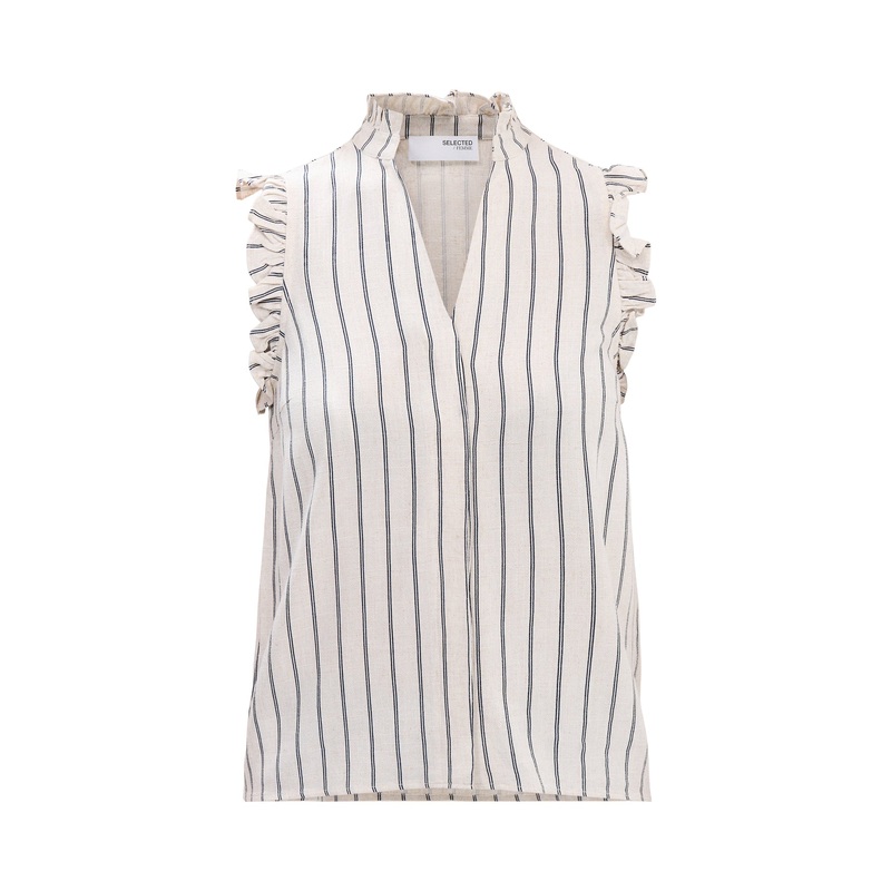 Ruffle Striped Sun Top Sandshell