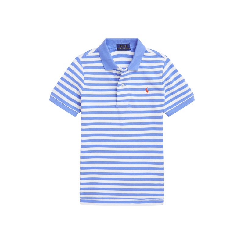 Striped Cotton Mesh Polo Shirt
