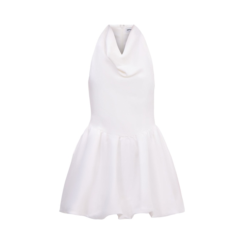 White Halter Neck Mini Dress