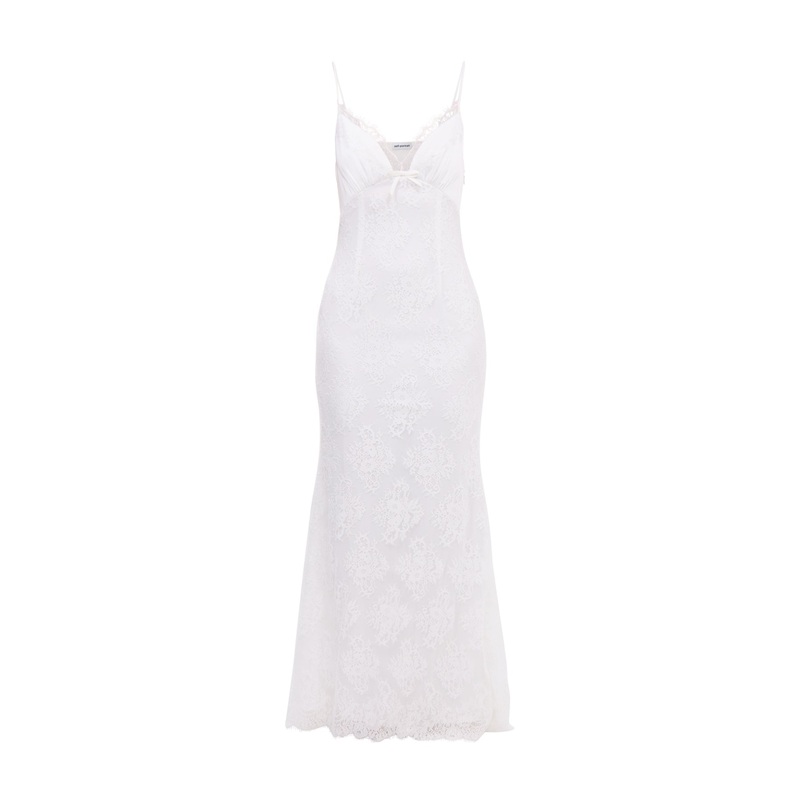 White Strappy Floral Lace Maxi Dress