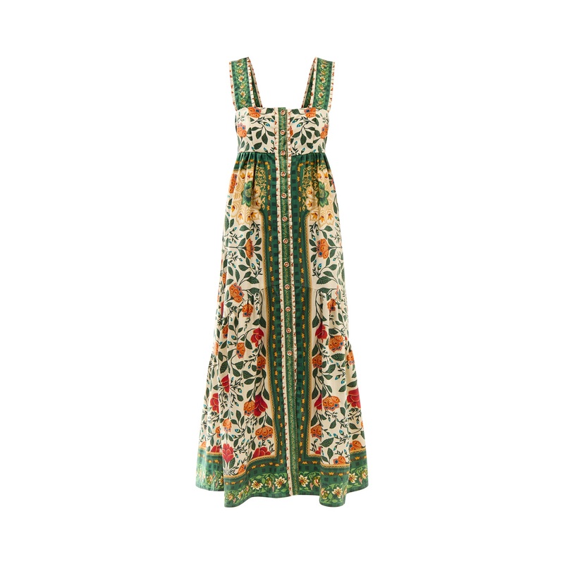Garden Tapestry Sand Maxi Dress