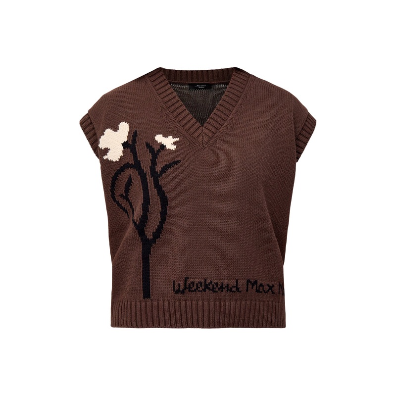 Weekend Crusca Waistcoat Knit With Flower