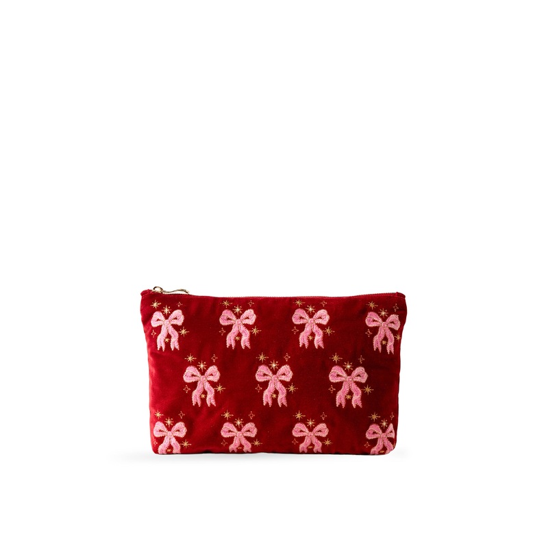 Dazzling Bows Velvet Everyday Pouch Rouge