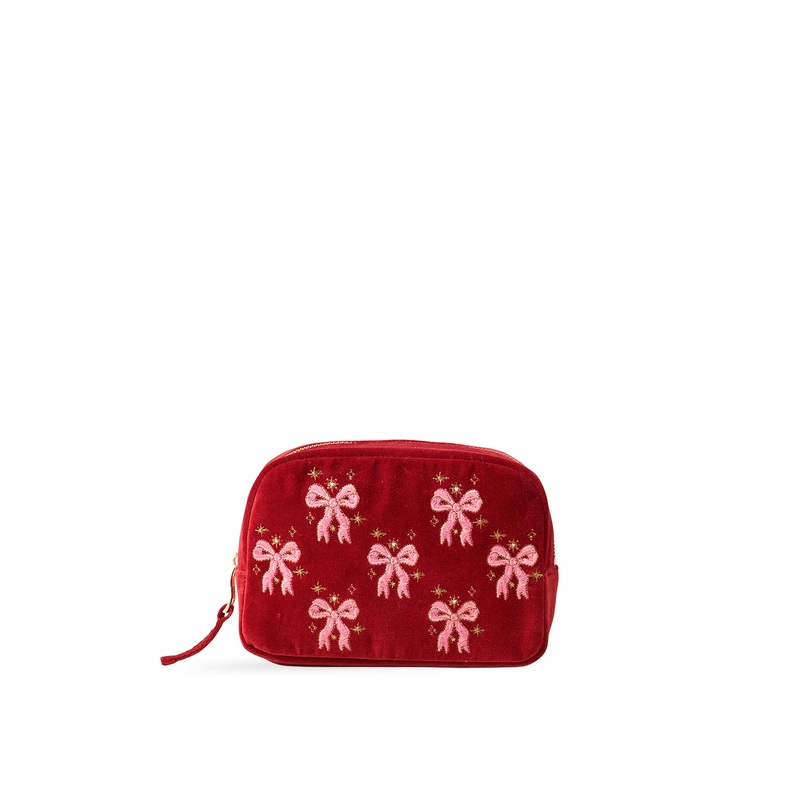Dazzling Bows Velvet Makeup Bag Rouge